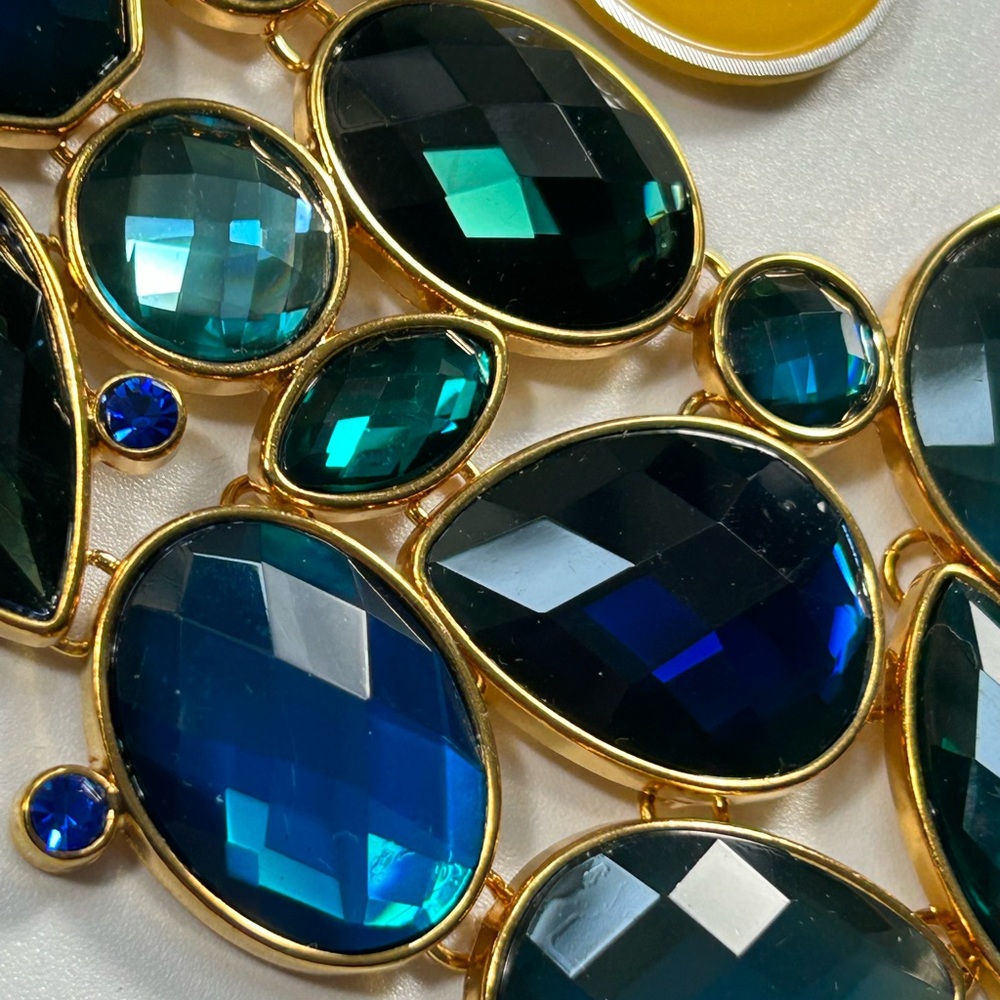 #41 Vintage Joan Rivers Statement Necklace Blue Teal, Stunning Piece - Picture 3 of 7